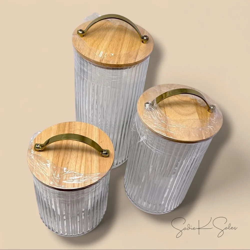 80oz Fluted Glass Storage Canister with Wood Lid - Hearth & Hand Magnolia Target
